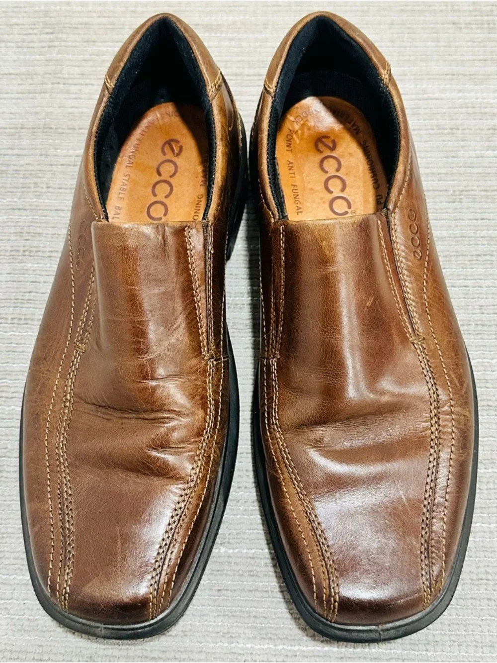 ECCO Mens EU43/ US 9-9,5 Brown Leather Dress/Casual Comfort‎ Slip-On Loafers